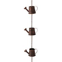 8.5ft 11-Piece Copper Watering Pot Rain Chain w/V-Shaped Gutter Clip