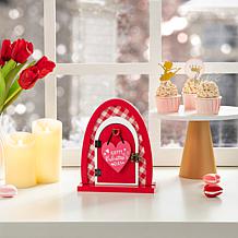 8.5"H Valentine's Wooden Door-Shaped Photo Frame Table Decor