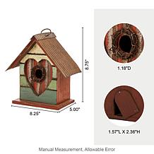 8.75"H Valentine's Distressed Wood Window Cottage Outdoor Birdhouse