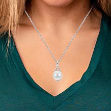 9-10mm Cultured Freshwater Pearl Filigree Pendant with Chain 