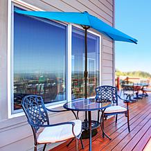 9' Half-Round Patio Umbrella with Easy Crank - Brilliant Blue