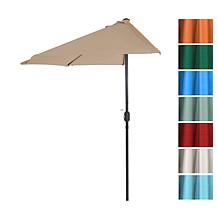 9' Half-Round Patio Umbrella with Easy Crank - Sand