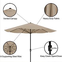 9' Patio Umbrella with Easy Crank - Sand