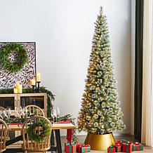 9ft Pre-Lit Frosted Cashmere Pencil Pine Christmas Tree