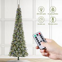 9ft Pre-Lit Frosted Cashmere Pencil Pine Christmas Tree