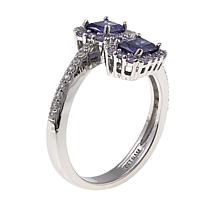 Absolute™ 1.60ctw CZ Blue and Clear Sterling Silver Bypass Ring
