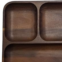 Acacia Wood 2pc Divided Tray and Serving Platter Set