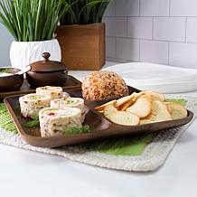 Acacia Wood 2pc Divided Tray and Serving Platter Set