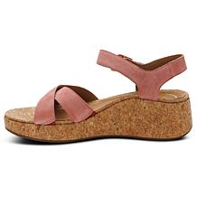 Aetrex® Flora Leather Cork Detail Sandal