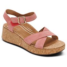 Aetrex® Flora Leather Cork Detail Sandal