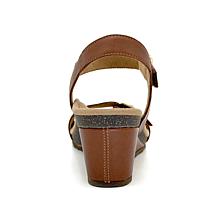 Aetrex Naomi Leather Wedge Casual Sandal