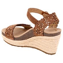 Aetrex® Sydney Cut-Out Leather Espadrille Wedge Sandal