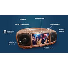 Aiwa 7" LCD Streaming, DVD, CD, FM Radio & Bluetooth Portable Boombox