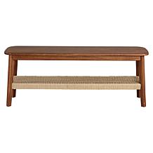 Alaterre Furniture Calais 48" Entryway Bench with Woven Storage Shelf