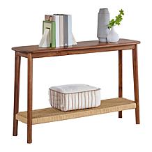 Alaterre Furniture Calais 48" Entryway Table with Woven Storage Shelf
