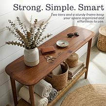 Alaterre Furniture Calais 48" Entryway Table with Woven Storage Shelf
