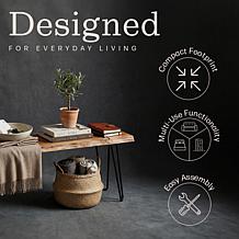 Alaterre Furniture Live Edge 48" Wood Entryway Bench with Hairpin Legs