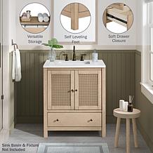 Alaterre Furniture Lucca 30" Freestanding Bathroom Vanity Cabinet