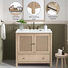 Alaterre Furniture Lucca 36" Bathroom Vanity Freestanding Cabinet