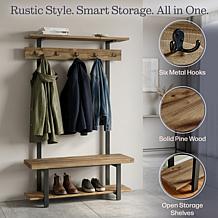 Alaterre Furniture Pomona 48" Entryway Tree with Bench and Shelves