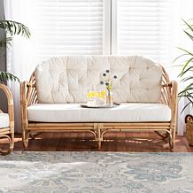 Aliane Loveseat with Natural Rattan Frame and Cushions