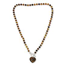 Amber Extraordinaire 20" Beaded Heart Drop Toggle Necklace