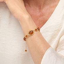 Amber Extraordinaire Gold-Plated Sterling Silver Oval Station Bracelet
