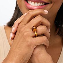 Amber Extraordinaire Sterling Silver Amber Ball Euro Shank Ring