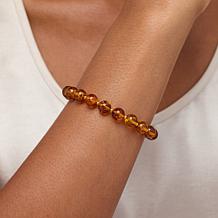 Amber Extraordinaire Sterling Silver Amber Bead Toggle Bracelet