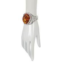 Amber Extraordinaire Sterling Silver Cognac Amber Freeform Cuff