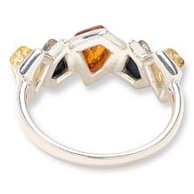 Amber Extraordinaire Sterling Silver Multi Geometric Amber Ring