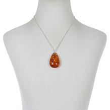 Amber Extraordinaire Sterling Silver Pear-Shaped Drop Pendant