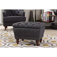 Annabelle Fabric Upholstered Button-Tufted Storage Ottoman