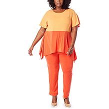 Antthony 2-piece Colorblock Peplum Top and Capri Pant Set