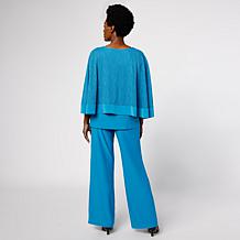 Antthony 2-piece Fishnet Overlay Top & Wide-Leg Pant