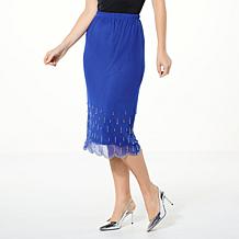 Antthony Beaded Mesh Knit Scalloped Pencil Skirt