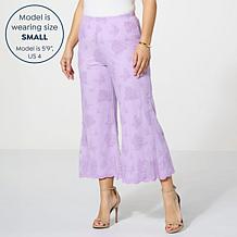 Antthony Embroidered Mesh Scalloped Edge Pull-On Pant