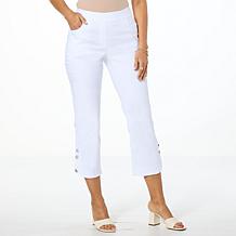 Antthony Executive Stretch Pull-On Crop Pant with Button Hem Detail