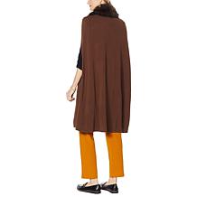 Antthony Faux Fur Trim Sweater Knit Cape