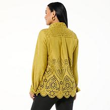 Antthony Laser-Cut Faux Suede Button Down Shirt