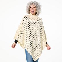 Antthony Open Sweater Knit Mock-Neck Asymmetrical Poncho