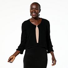 Antthony Ruffled-Sleeve One-Button Knit Cardigan