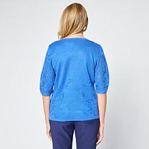Antthony Short-Sleeve Texture Sparkle Sweater Top