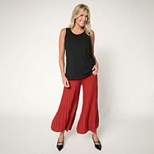 Antthony Sweater Knit Pull-On Gaucho Pant with Piping