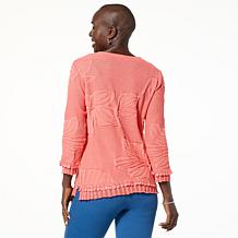 Antthony V-Neck Pullover Floral Burnout Sweater with Trim