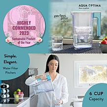 Aqua Optima Perfect Pour 6 Cup Water Filter Pitcher, 6 Filters