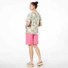 "As Is" Antthony 2-piece Printed Top and Solid Short Set