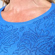 "As Is" Antthony Short-Sleeve Texture Sparkle Sweater Top