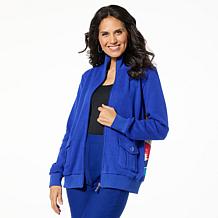 "As Is" Antthony Sweater Knit Jogger Jacket with Printed Satin Back