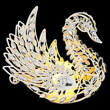 "As Is" august & leo 9" Jeweled Glitter Swan Décor with Flameless C...